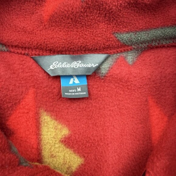 Eddie Bauer Mens M Red Mountain Fleece 1/4 Zip Long Sleeve Sweater - Picture 5 of 7